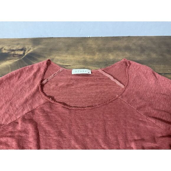 Stark X 100% Linen Bell Sleeve Size Large Red Blouse - Picture 3 of 11
